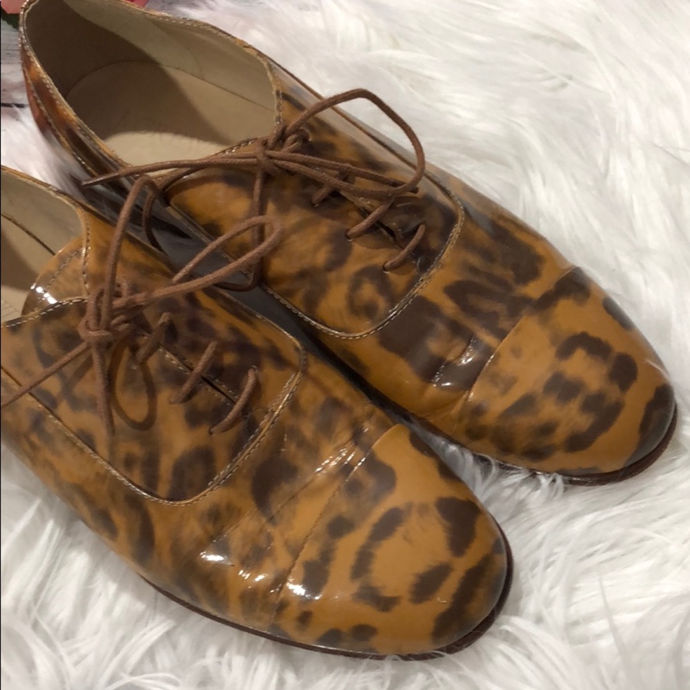 J. Crew Eddie Patent Leather Leopard Oxfords - Picture 8 of 11